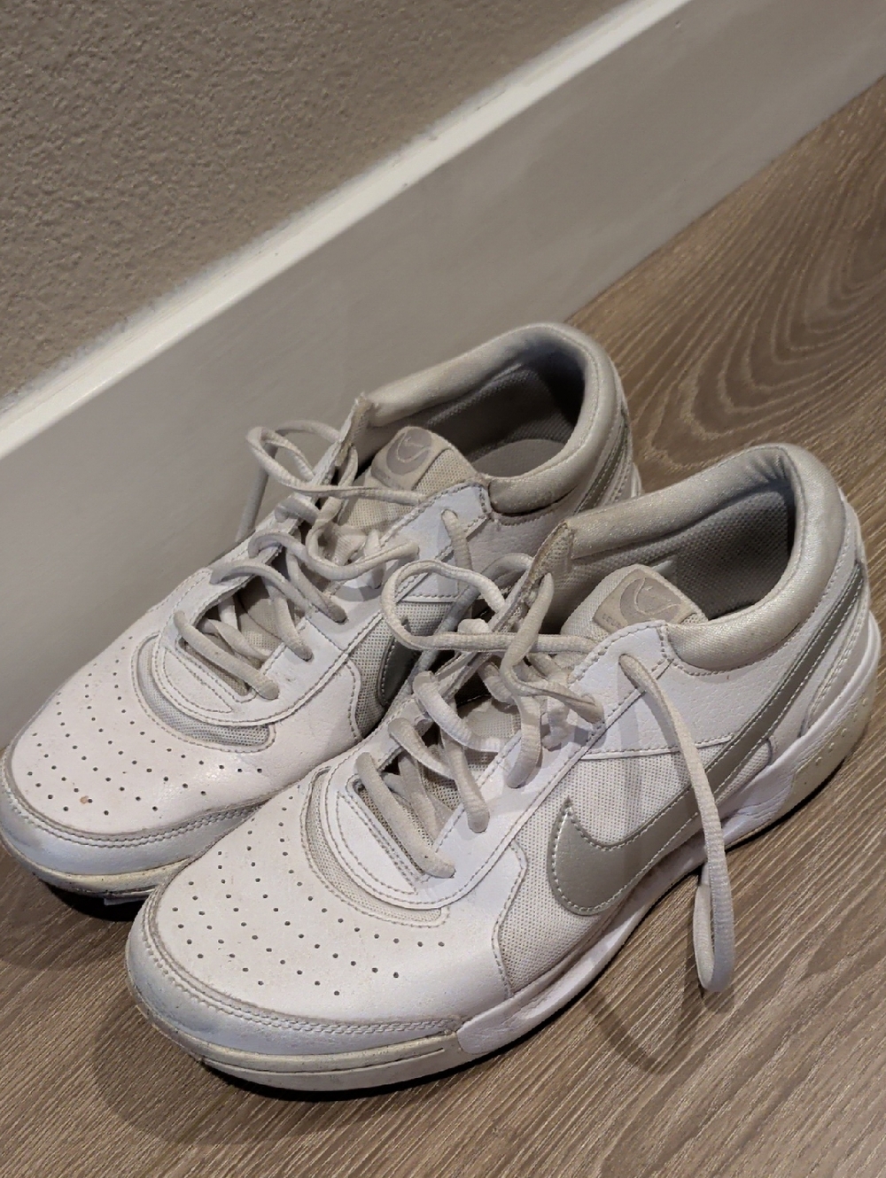 Nike White and Light Gray Low-Top Sneakers